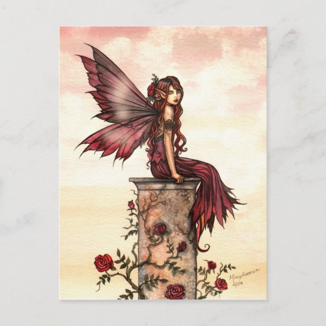 Little Scarlet Rose Fairy Postcard (Front)