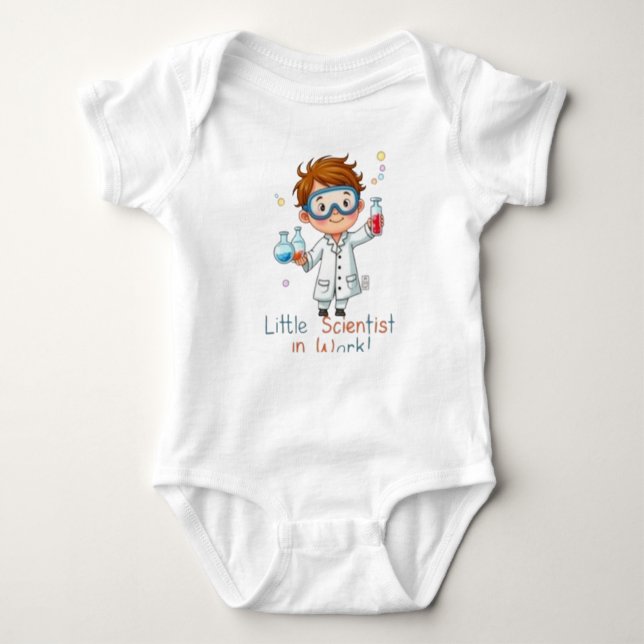 Little Scientist at Work” Cute Kids Science  Baby Bodysuit (Front)
