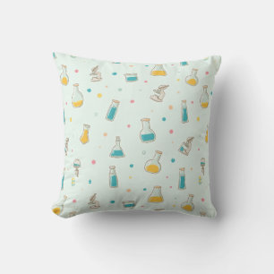 Little Scientist at Work” Cute Kids Science Throw Pillow