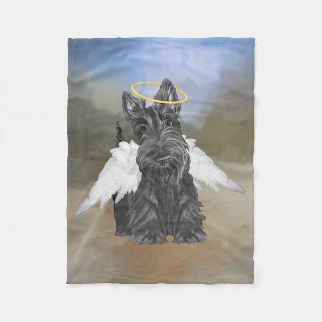 Little Scottie Angel Fleece Blanket (Front)