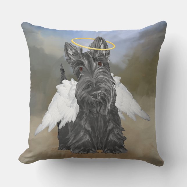Little Scottie Angel Throw Pillow (Front)