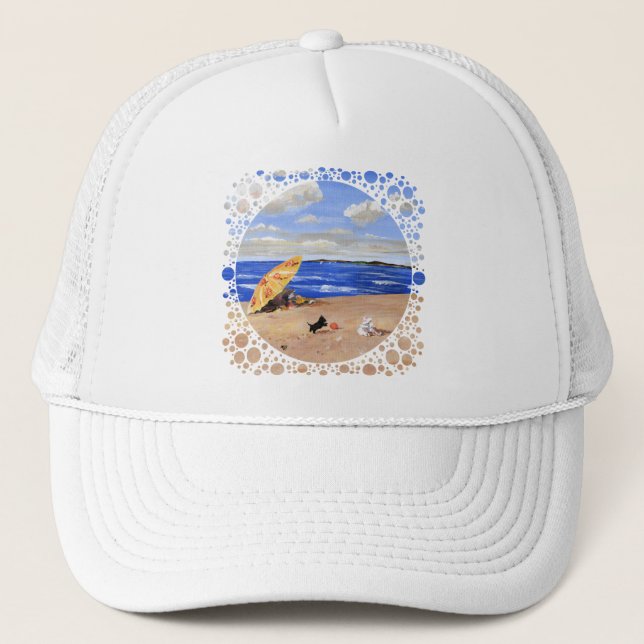 Little Scottie Plays at the Beach Trucker Hat (Front)
