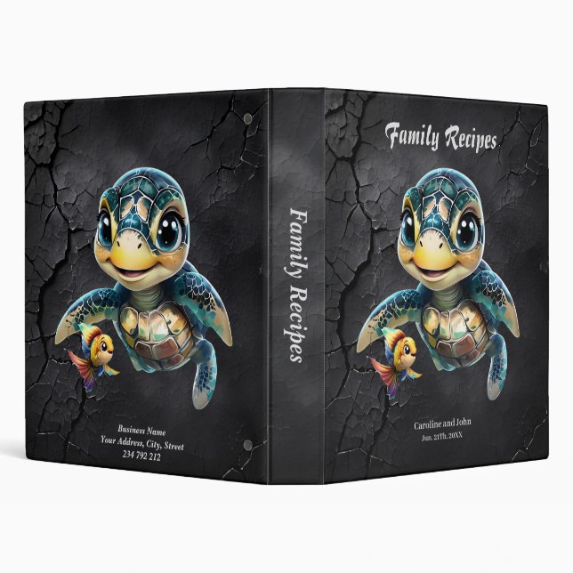 Little sea turtle exploring with her friend.  3 ring binder (Background)