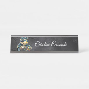 Little sea turtle exploring with her friend.  desk name plate