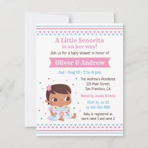 Little Senorita Baby Girl Mexican Baby Shower Invitation