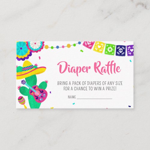 Little Senorita Fiesta Baby Shower Diaper Raffle Enclosure Card