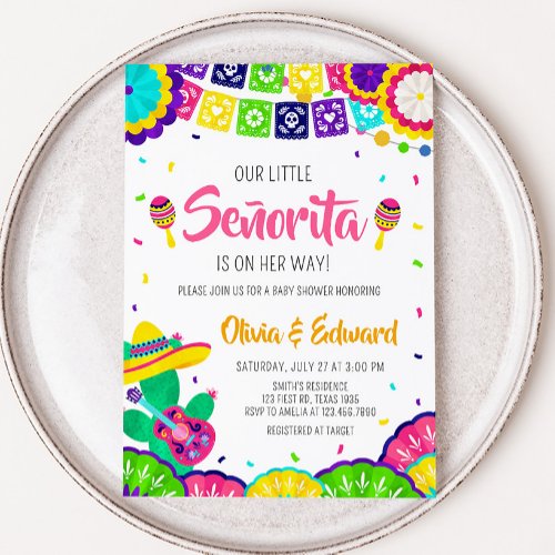 Little Senorita Fiesta Baby Shower  Invitation