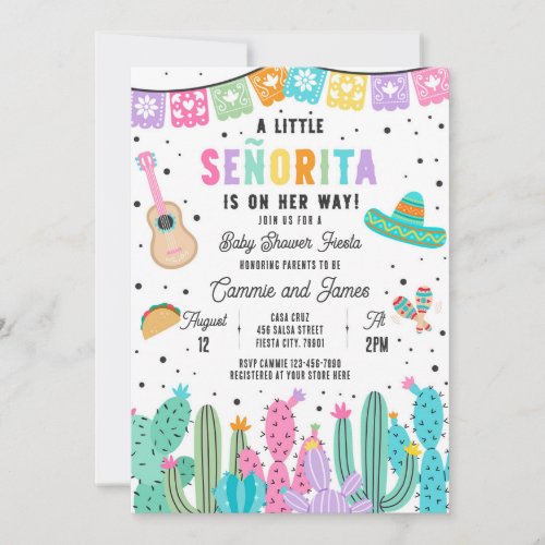 Little Seorita On The Way Girl Fiesta Baby Shower Invitation