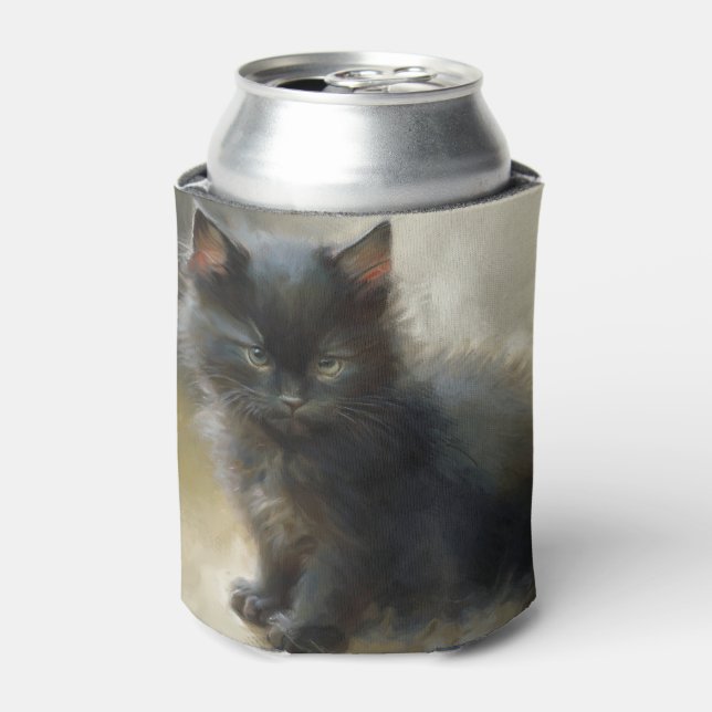 Little Shadow Black Kitten Can Cooler (Can Front)