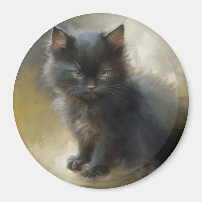 Little Shadow Black Kitten Magnet (Front)