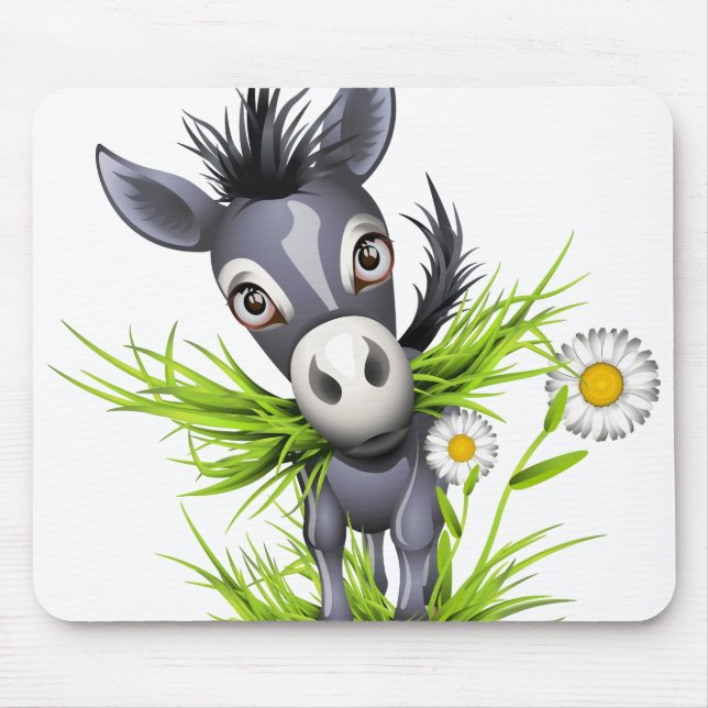 Little shaggy gray donkey mouse pad (Front)
