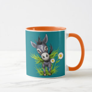 Little shaggy gray donkey mug