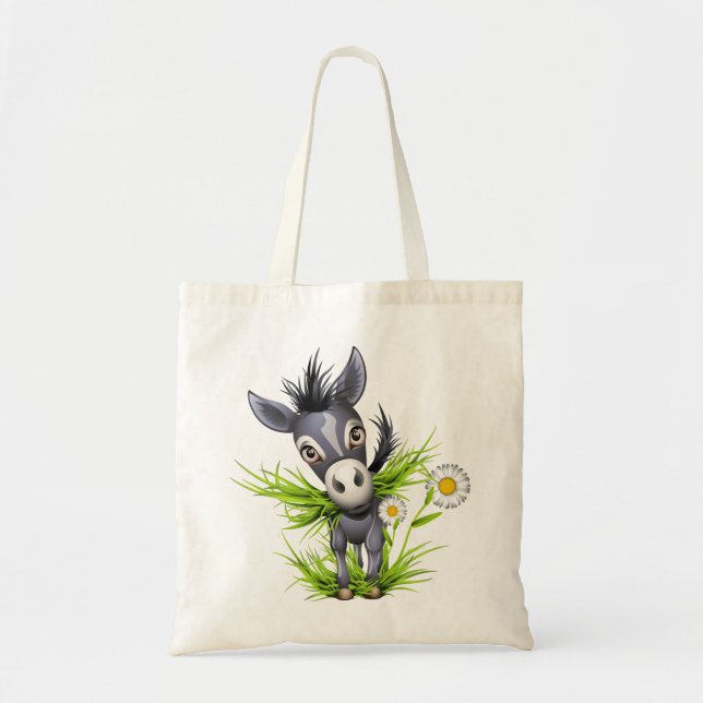 Little shaggy gray donkey tote bag (Front)