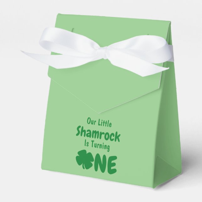 Little Shamrock 1st Birthday Favor Boxes (Front Side)