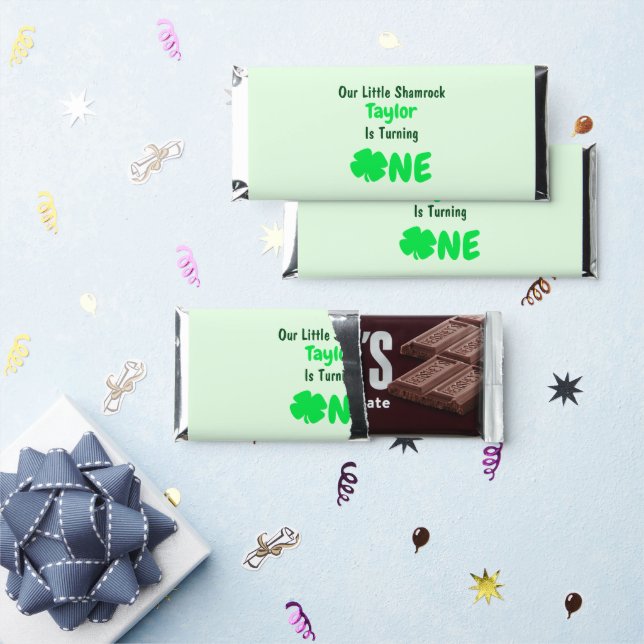 Little Shamrock 1st Birthday Hershey Bar Favors (Front)
