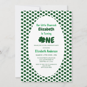 Little Shamrock 1st Birthday Invitation