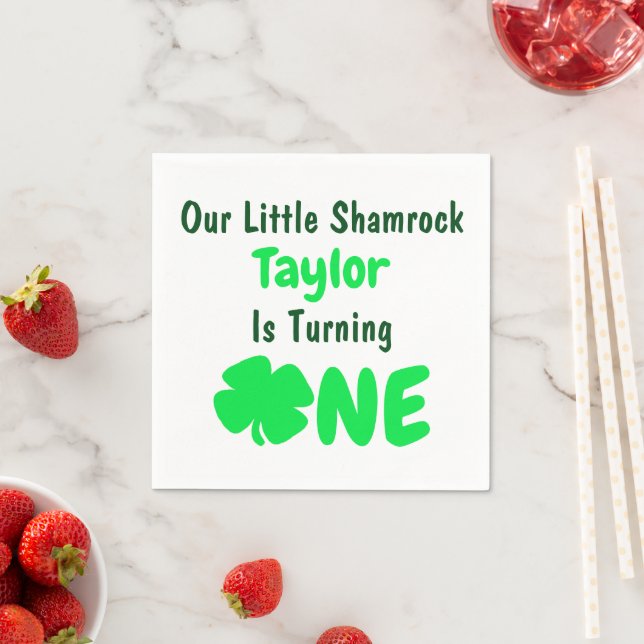 Little Shamrock 1st Birthday Napkins (Insitu)