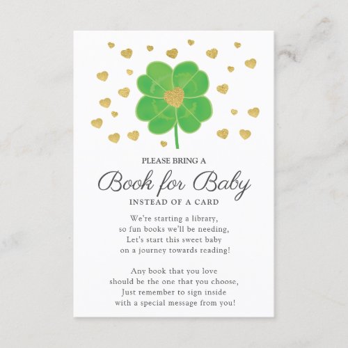 Little Shamrock Baby Shower Book for Baby Card