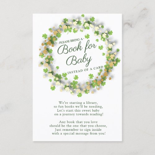 Little Shamrock Baby Shower Book for Baby Card