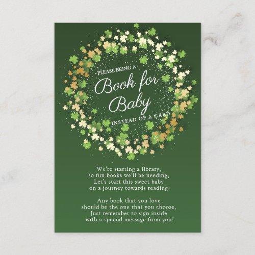 Little Shamrock Baby Shower Book for Baby Card