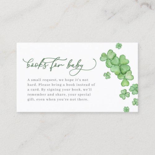 Little Shamrock Baby Shower Books for Baby Card