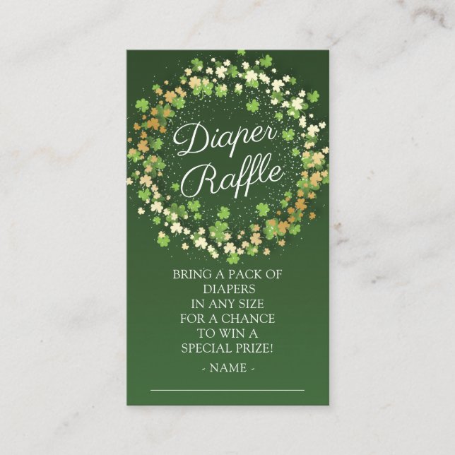Little Shamrock Baby Shower Diaper Raffle Enclosure Card (Front)