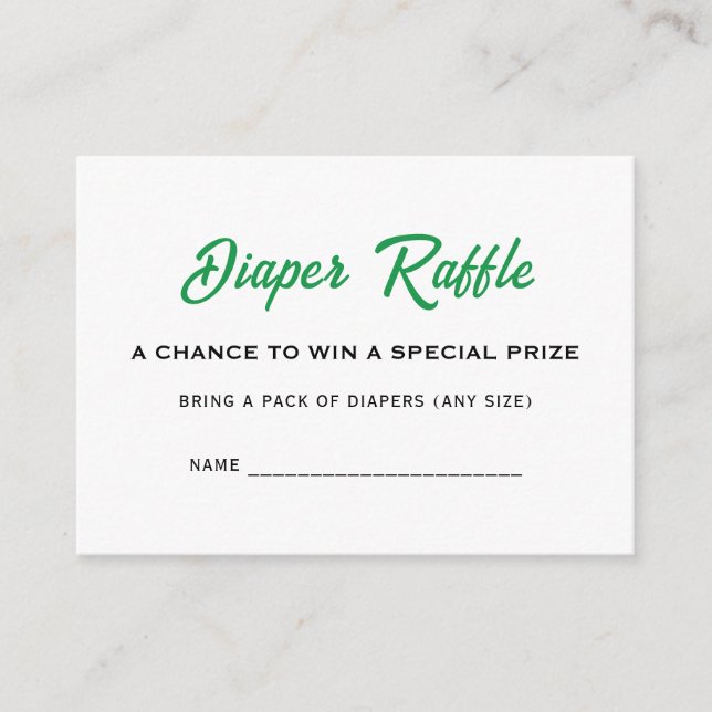Little Shamrock Baby Shower Diaper Raffle Name Fun Enclosure Card (Front)