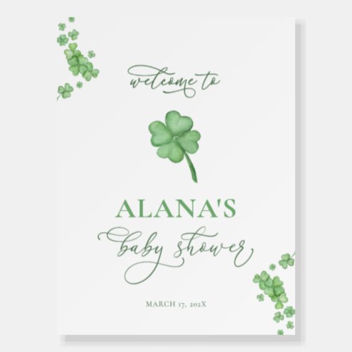 Little Shamrock Baby Shower Welcome Sign Poster