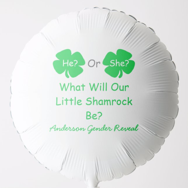 Little Shamrock Gender Reveal Balloon (Front)