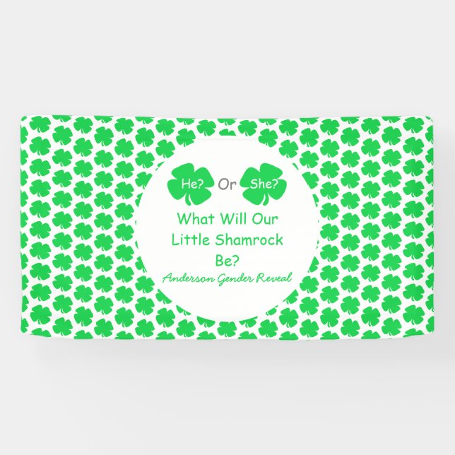 Little Shamrock Gender Reveal Banner (Horizontal)