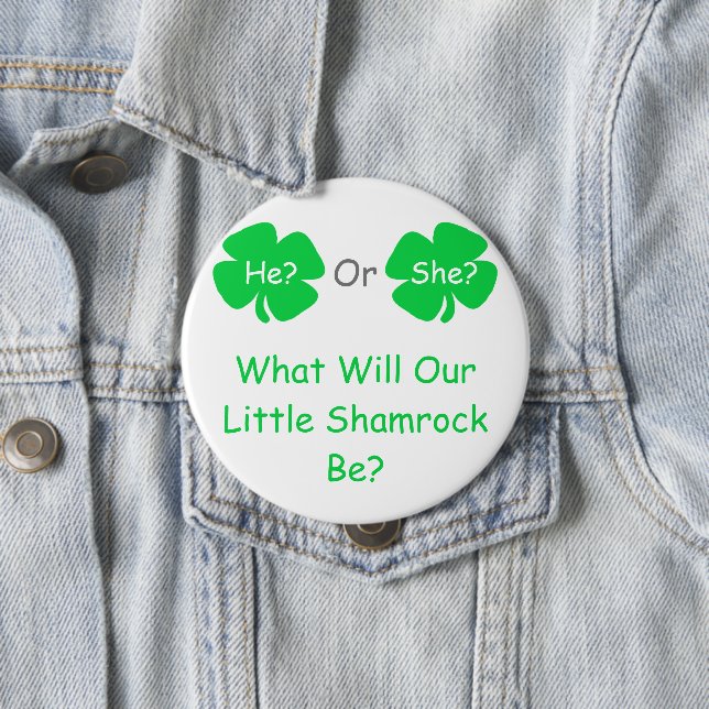Little Shamrock Gender Reveal Button (In Situ)