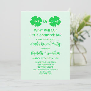 Little Shamrock Gender Reveal Invitation