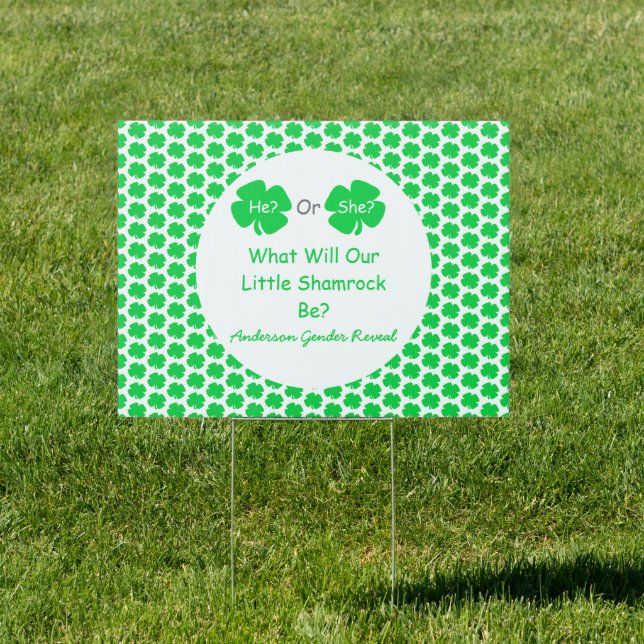 Little Shamrock Gender Reveal Sign (Insitu)