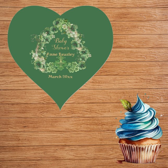 Little Shamrock Lucky Green Gold Heart Baby Shower Heart Sticker (Little Shamrock Lucky Green Gold Heart Baby Shower Heart Sticker)