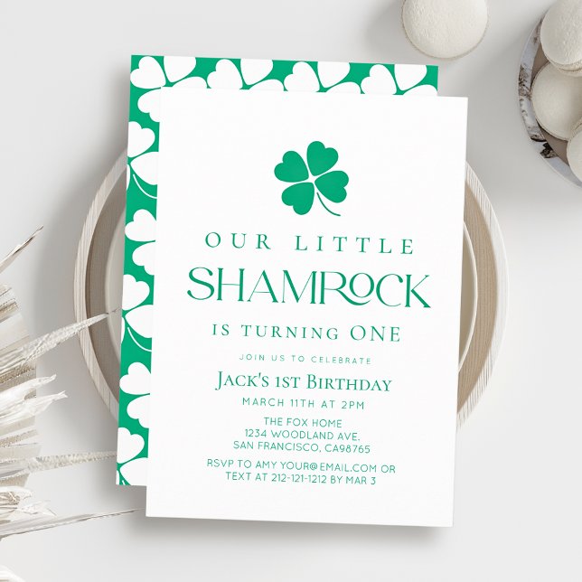 Little Shamrock Modern Boy 1st Birthday Invitation (Creator Uploaded)