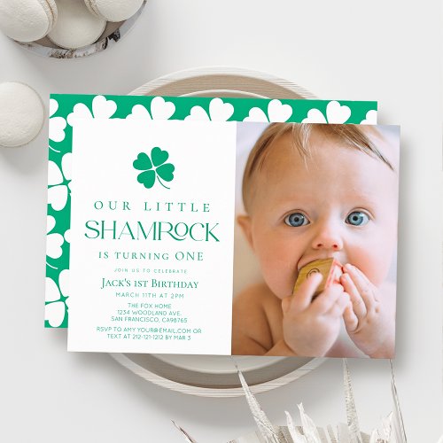 Little Shamrock Modern Boy Photo 1st Birthday