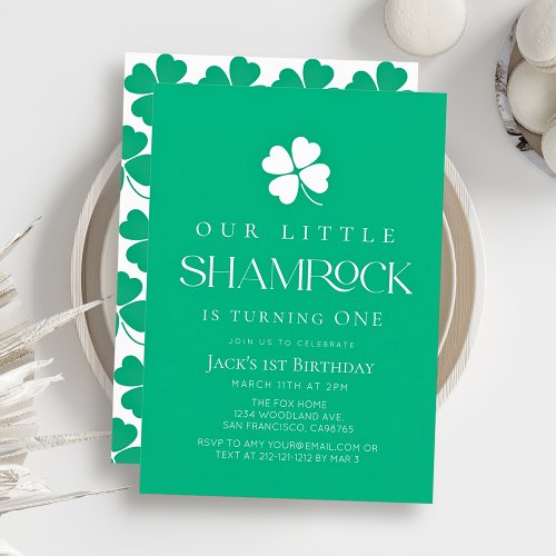 Little Shamrock Modern Green Boy 1st Birthday