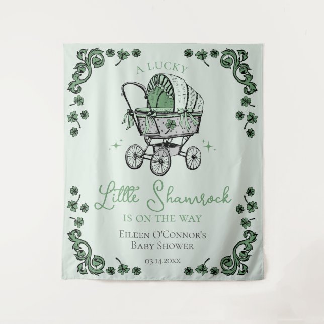 Little Shamrock St Patricks Baby Shower Backdrop (Front)