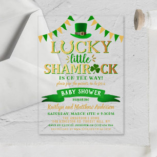 Little Shamrock St. Patrick's Day Baby Shower Acrylic Invitations