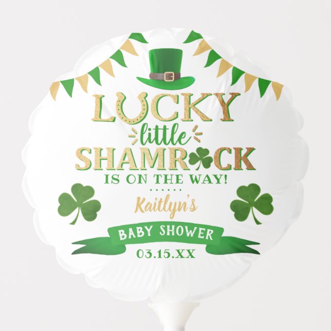 Little Shamrock St. Patrick's Day Baby Shower Balloon (Front)