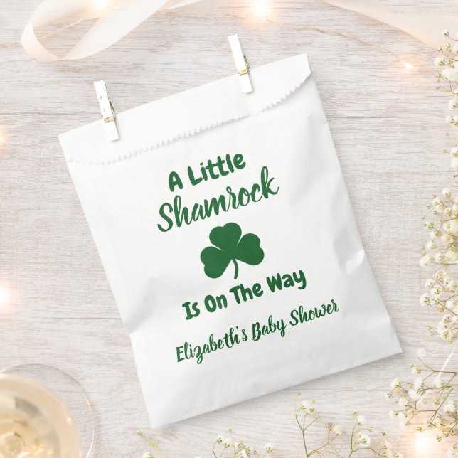 Little Shamrock St Patrick's Day Baby Shower Favor Bag (Clipped)