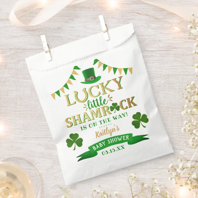 Little Shamrock St. Patrick's Day Baby Shower Favor Bag (Clipped)