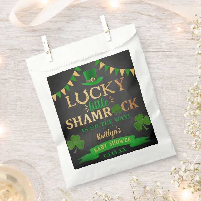 Little Shamrock St. Patrick's Day Baby Shower Favor Bag (Clipped)