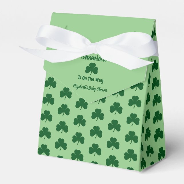 Little Shamrock St Patrick's Day Baby Shower Favor Boxes (Front Side)
