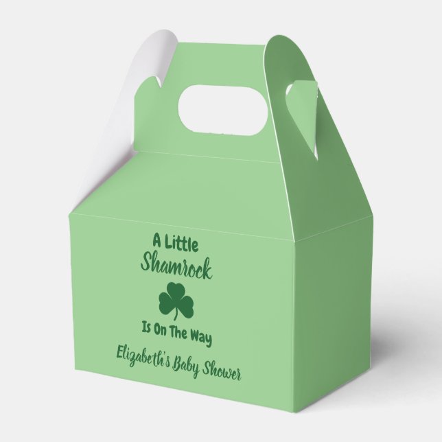 Little Shamrock St Patrick's Day Baby Shower Favor Boxes (Front Side)