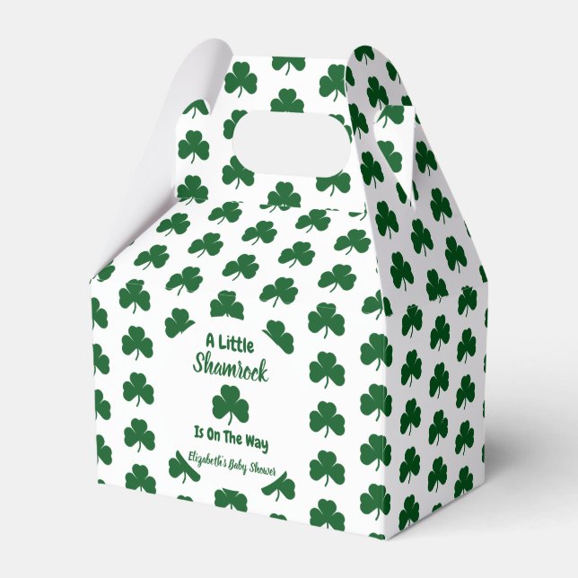 Little Shamrock St Patrick's Day Baby Shower Favor Boxes (Front Side)
