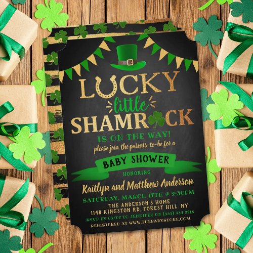 Little Shamrock St Patricks Day Baby Shower Invitation