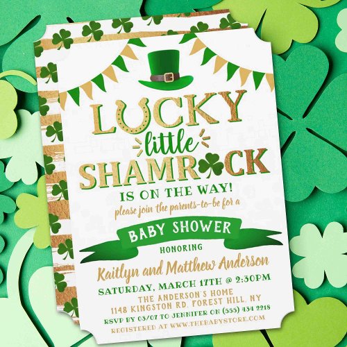 Little Shamrock St Patricks Day Baby Shower Invitation