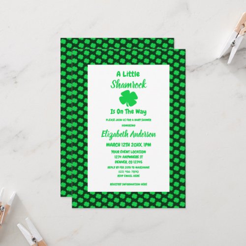 Little Shamrock St Patricks Day Baby Shower Invitation