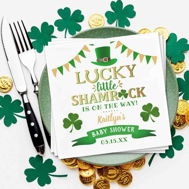 Little Shamrock St. Patrick's Day Baby Shower Napkins (Creator Uploaded)